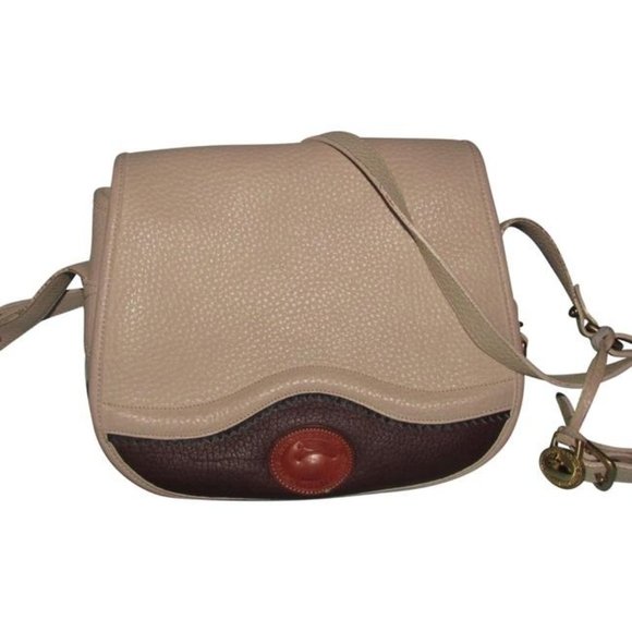 Dooney & Bourke Handbags - Dooney and Bourke Vintage Brown Ivory Saddle Bag